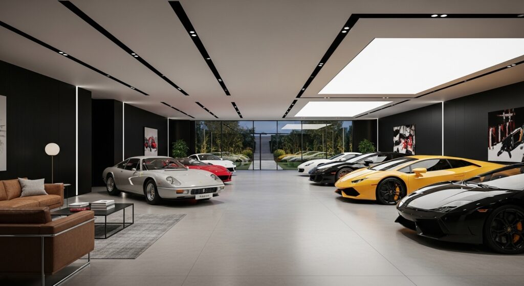 Garagens de alto padrão: mais que vagas, verdadeiros showrooms de carros