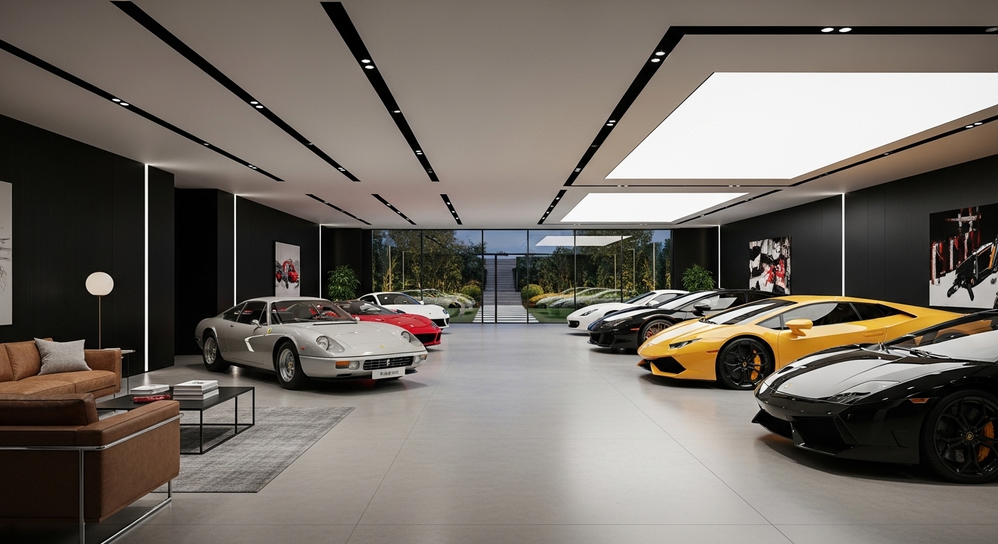 Garagens de alto padrão: mais que vagas, verdadeiros showrooms de carros